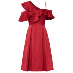 Sz 4 Slate and Willow Ruffle Cocktail Dress Red